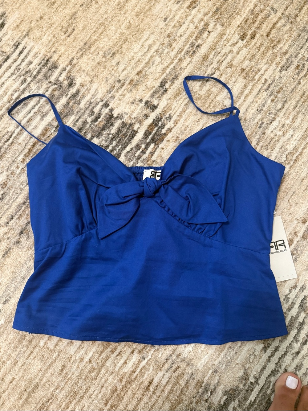 Narciso Rodriguez Royal Blue Bow-Front Spaghetti Strap Top